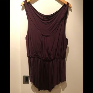 Sleeveless wine burgandy top elastic waist
